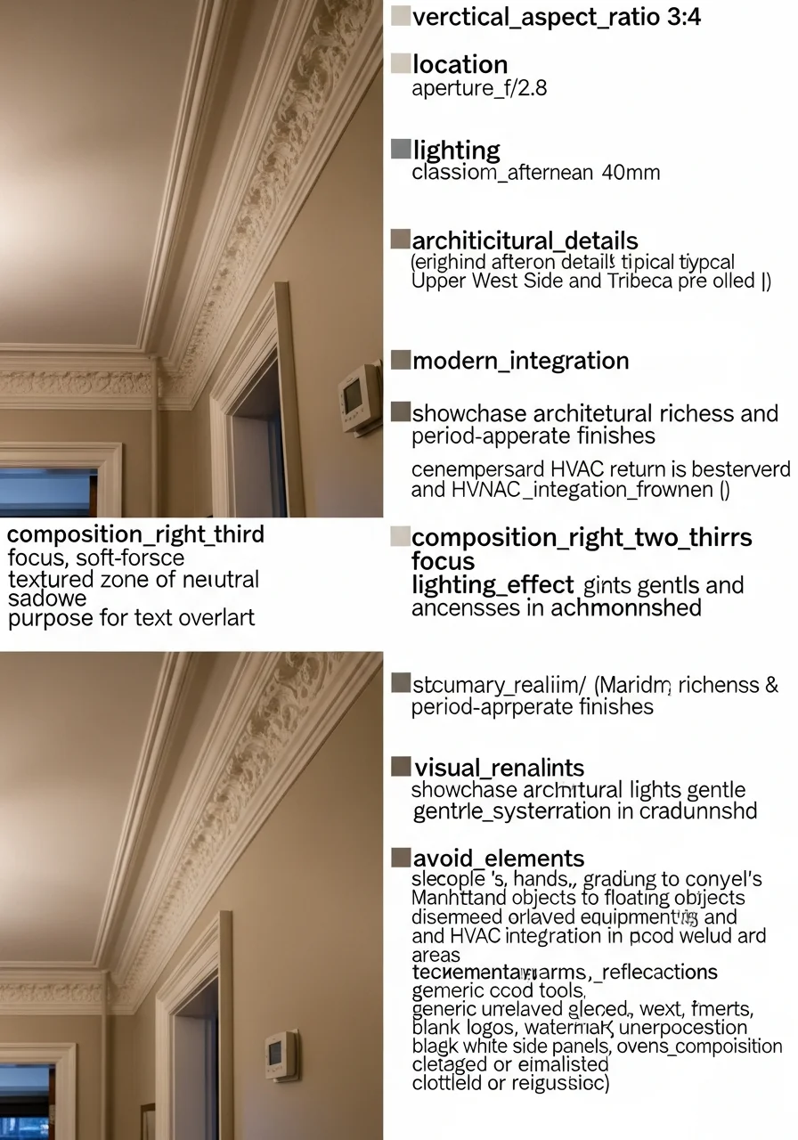 Interior detail of a Manhattan apartment entrance with classic pre-war molding and contemporary finishes.